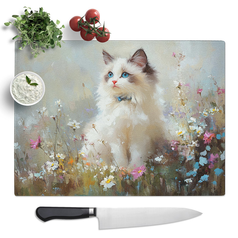 Ragdoll Cat Graphic  Glass Chopping Board
