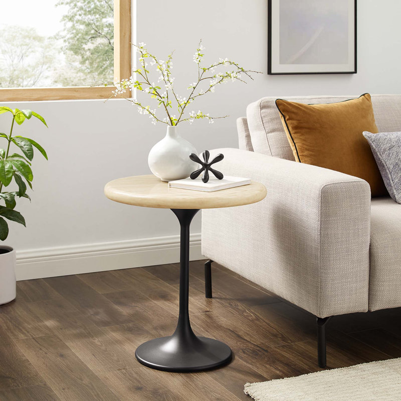 Modway Lippa Pedestal End Table, Black