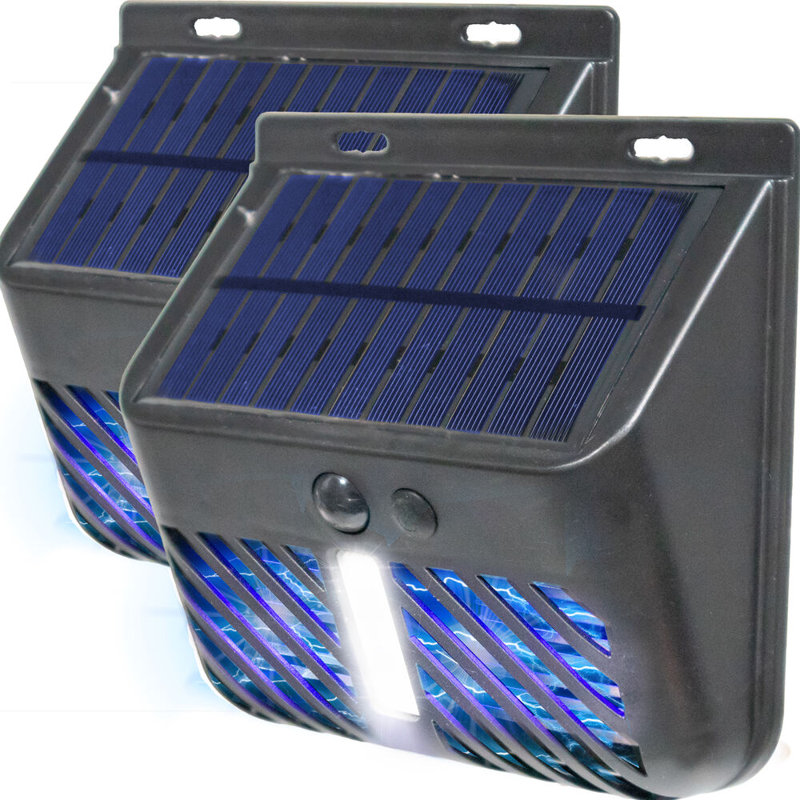2 Solar Bug Zapper Uv Mosquito Insect Killer W/ Motion Sensor Led Light, Waterproof Insect Pest Control For Garden, Yard, Patio, Camping - Portable, Rechargeable, Eco-friendly Solar-powered