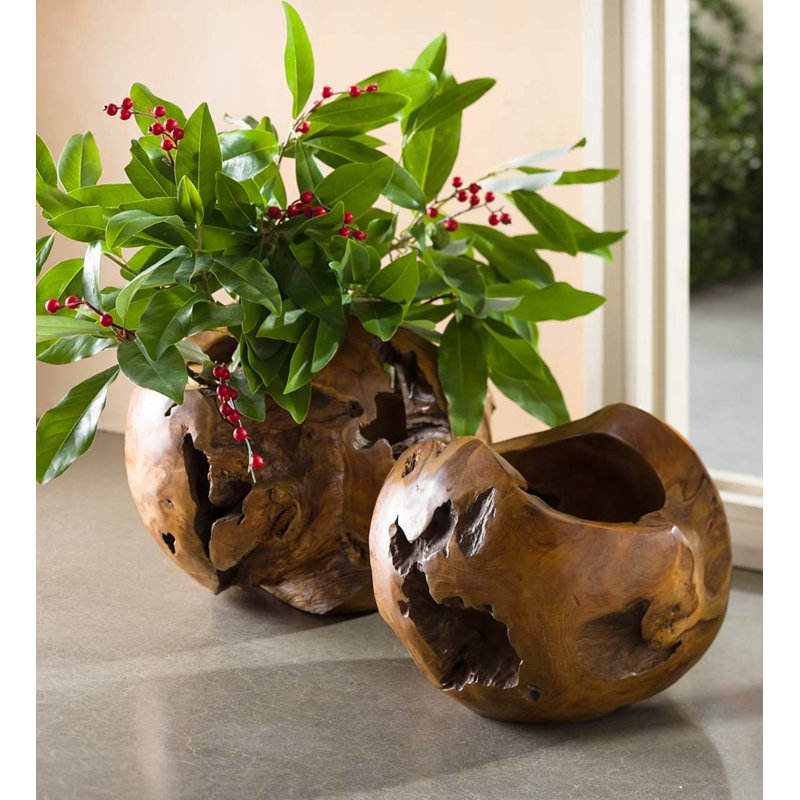 Como Wood Table Vase, 9.75" H x 11.5" W x 11.5" D