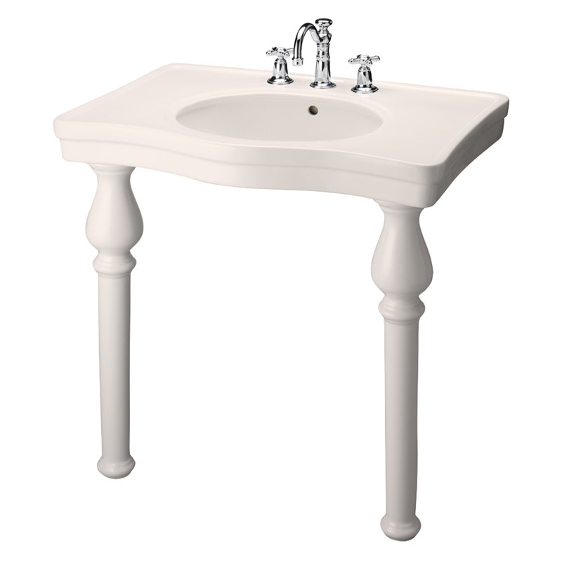 Lavabo de salle de bain console en porcelaine vitreuse avec trop-plein 33 po Milano