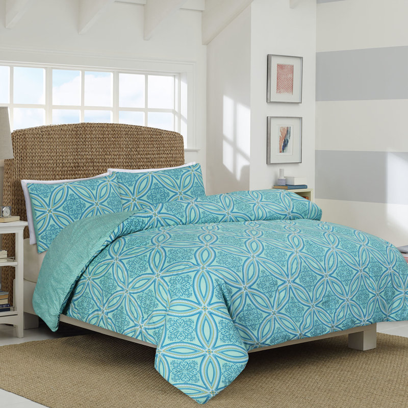 3-Piece Microfiber/Polyester Comforter Set, Twin, Blue