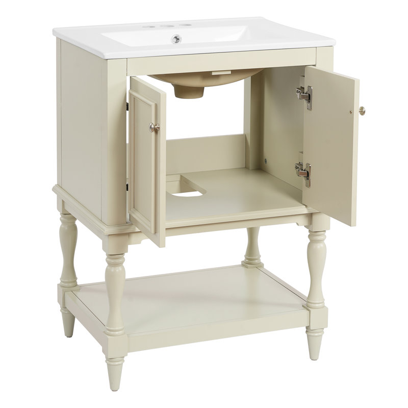 Meuble-lavabo moderne de luxe 24 po, Beige