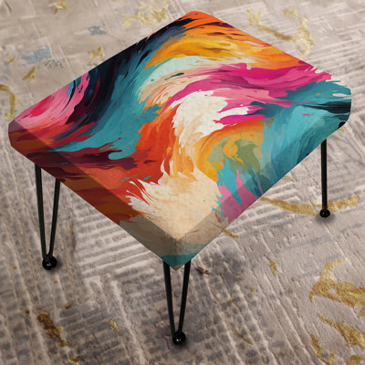 Colorful Painterly Ikat Symphony - Abstract Rectangle Ottoman