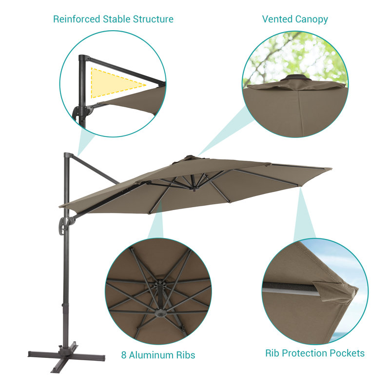 Parasol en porte-à-faux 119 po Seydina, Taupe