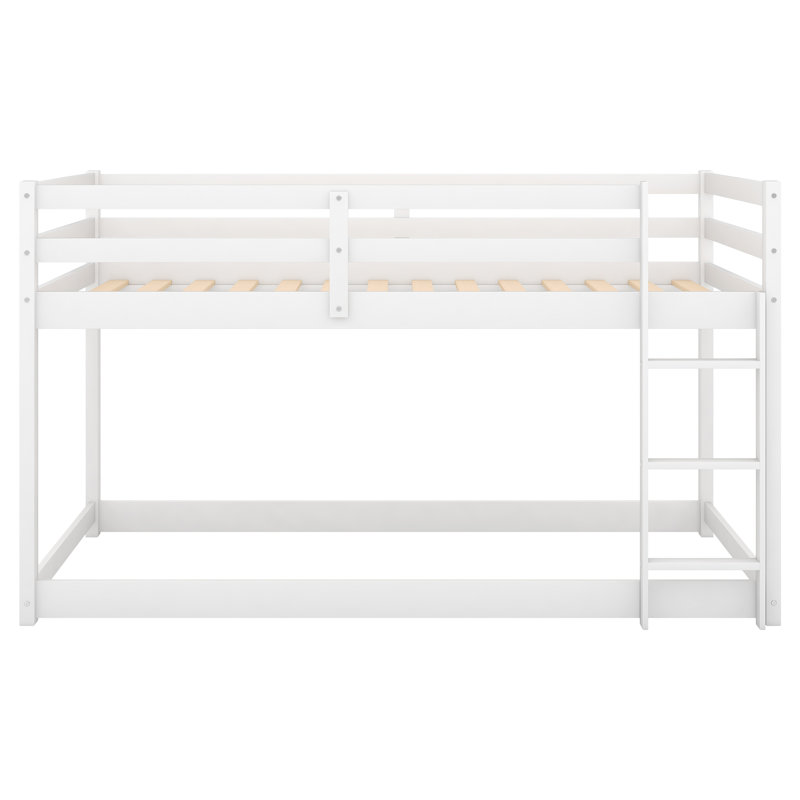 Lit superposé simple au-dessus d'un lit simple avec échelle, Blanc