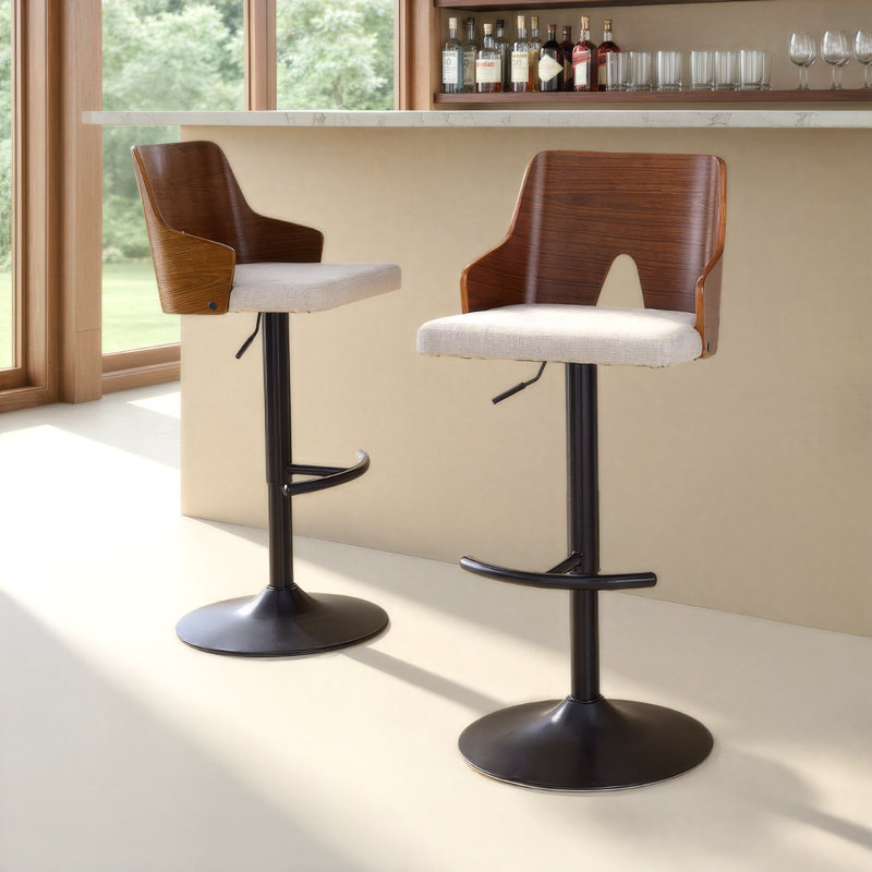 Tabouret pivotant à hauteur réglable Lakyia, Noir