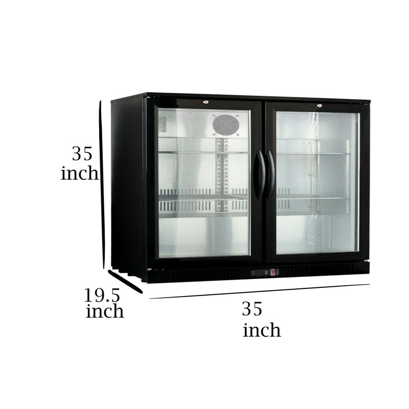 Black 35" Counter Height Bar Refrigerator with Glass Doors
