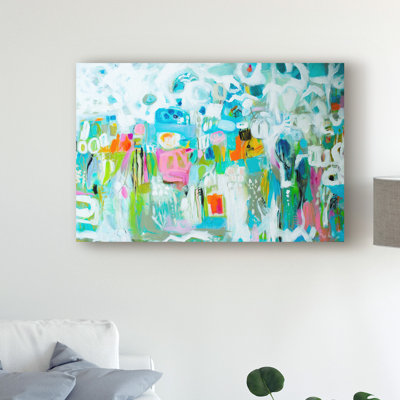 «Abstract Blue Collage» par Karen Fields, reproduction d'art graphique sur toile