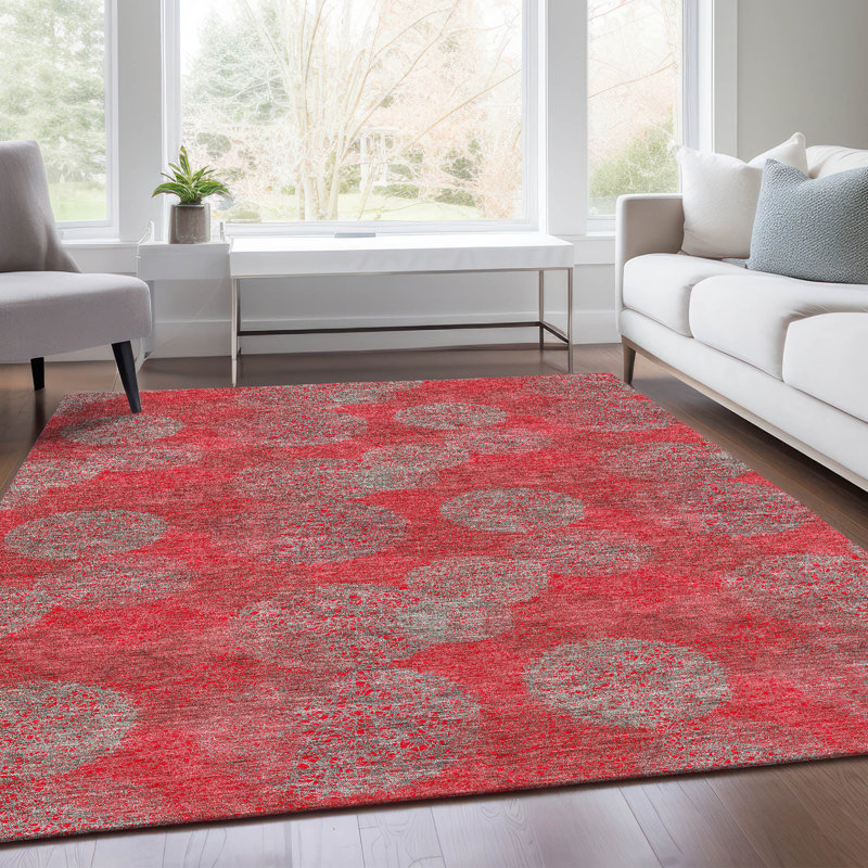 Tapis rouge Prisco lavable à la machine de qualité supérieure, Rectangle 9 pi x 12 pi