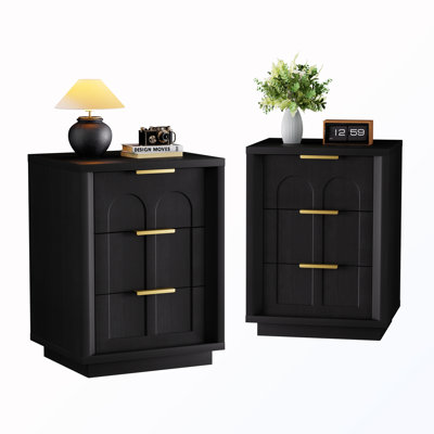 Nightstand with 3 Drawers(Set Of 2)