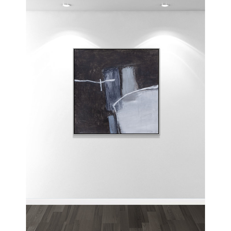 Graphite Gemstones I Print by Casa Fine Arts, 41.5" H x 41.5" W, Silver