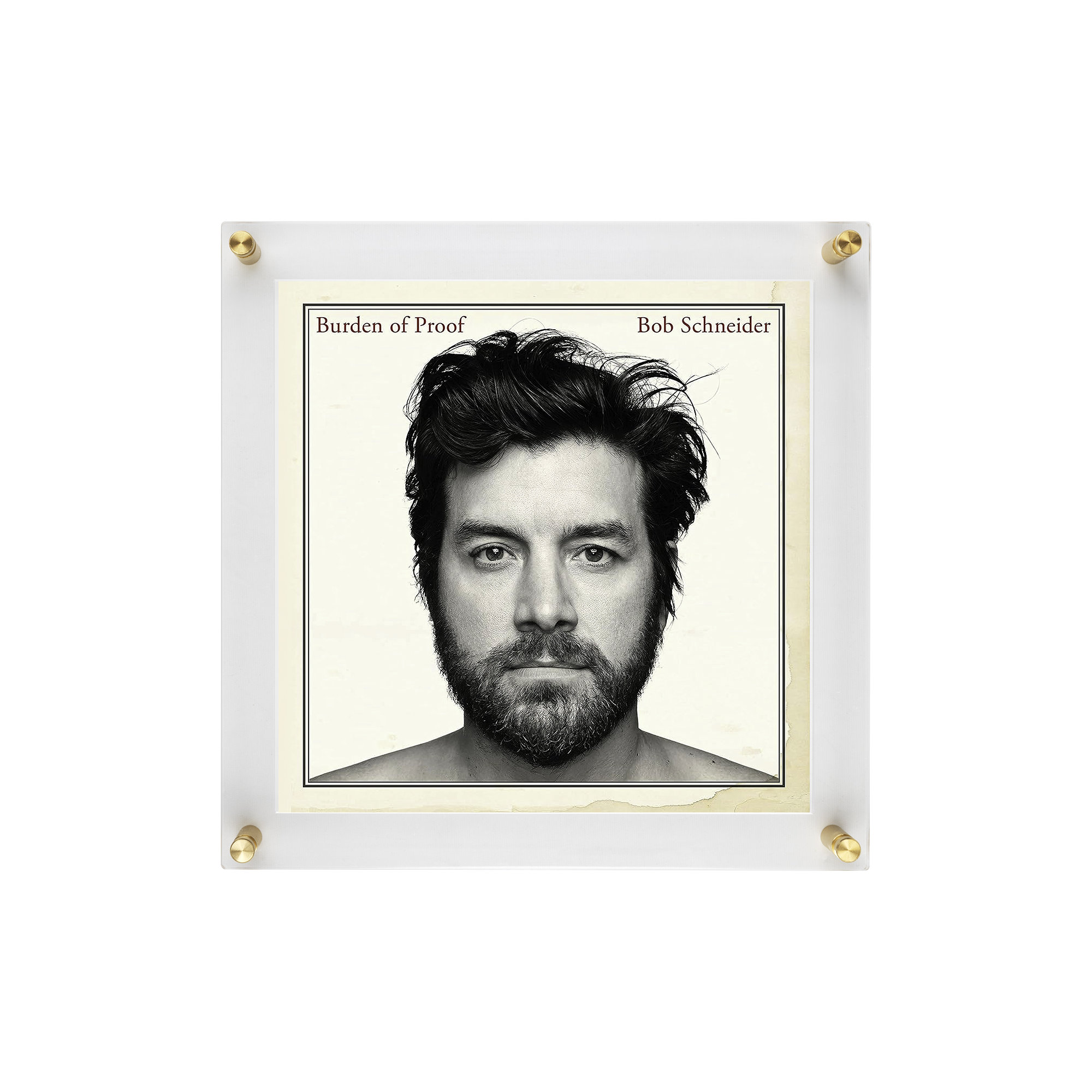 Record Album Frame With 12X12" Square Acrylic Mat (For Sleeve Or Vinyl) With Silver Hardware, Gold