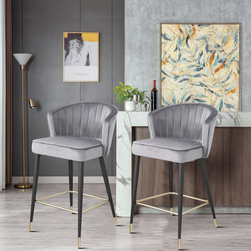 Tabouret de bar 27,22 po Bréham, gris