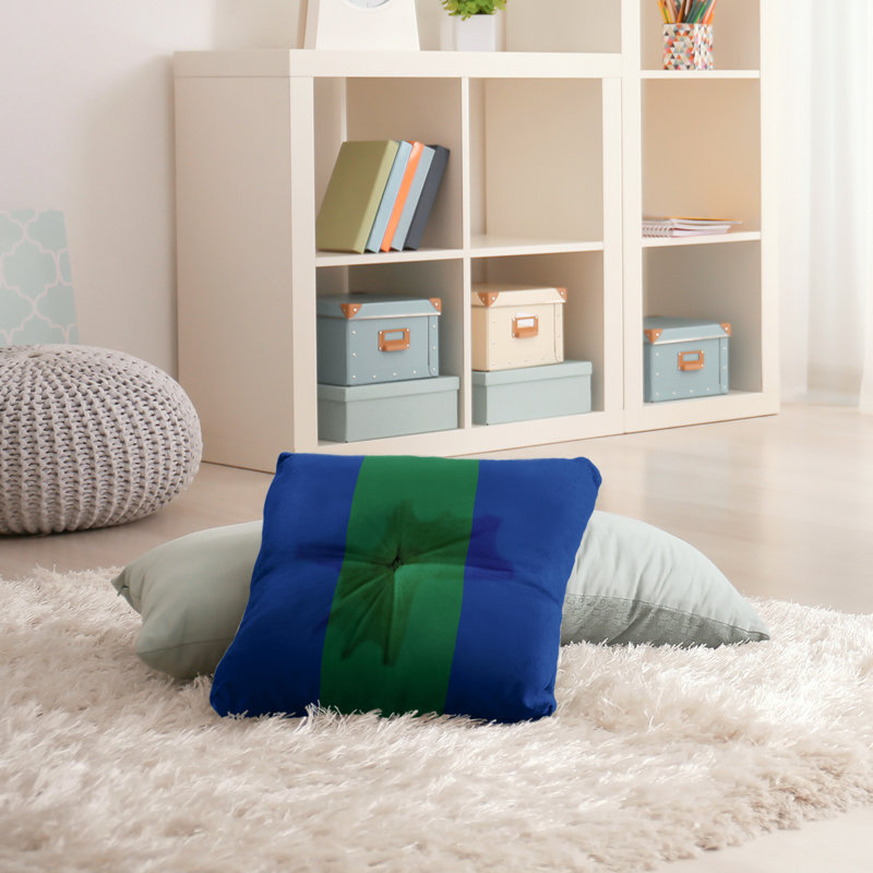  Coussin de sol touffeté, 26 po x 26 po, Bleu / Vert