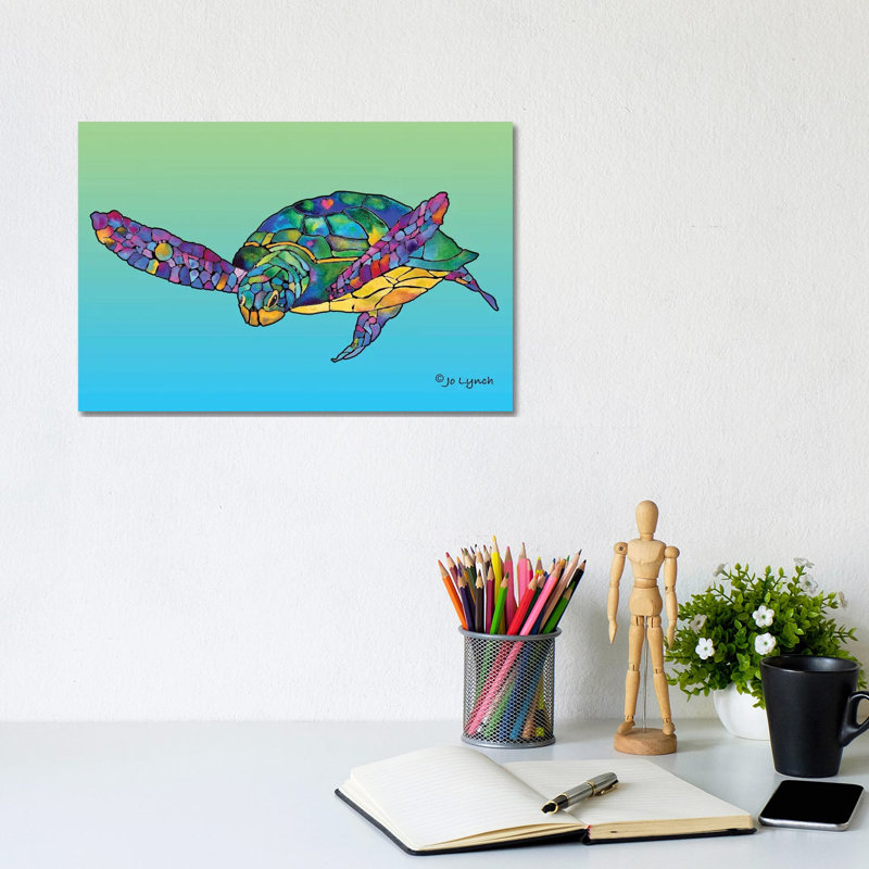 Sea Turtle Celebration by Jo Lynch - Wrapped Canvas Gallery-Wrapped Canvas Giclée, 20.32cm H x 30.48cm W
