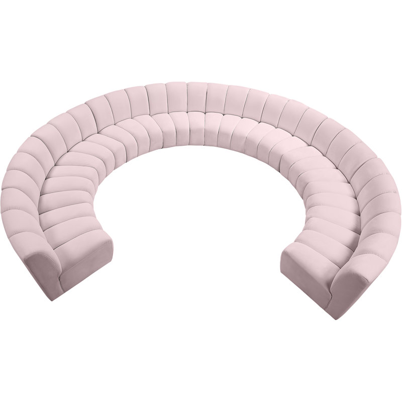Canapé modulaire en velours Infinity, Velours rose, 10 pièces