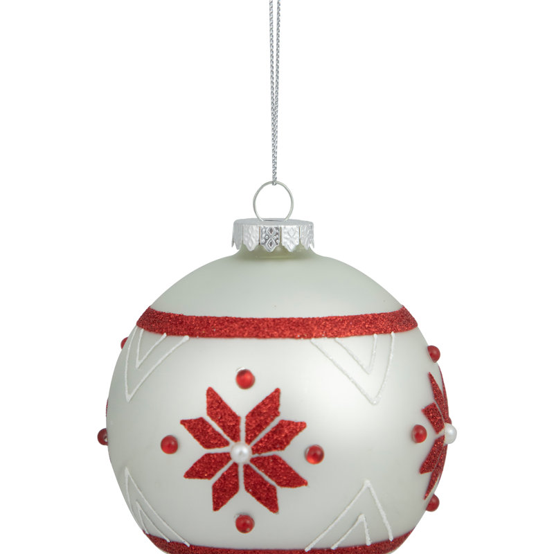 Ornement boule de Noël en verre flocon de neige scintillant 4 po