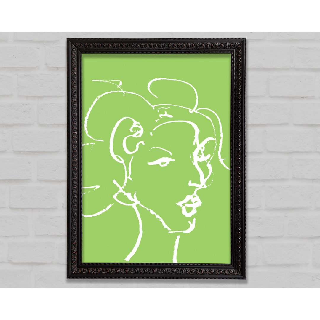 Pretty Lady Sketch Lime Green - Einzelner Bilderrahmen Kunstdrucke