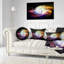 Vague lumineuse en particules sur fond noir - coussin imprimé abstrait