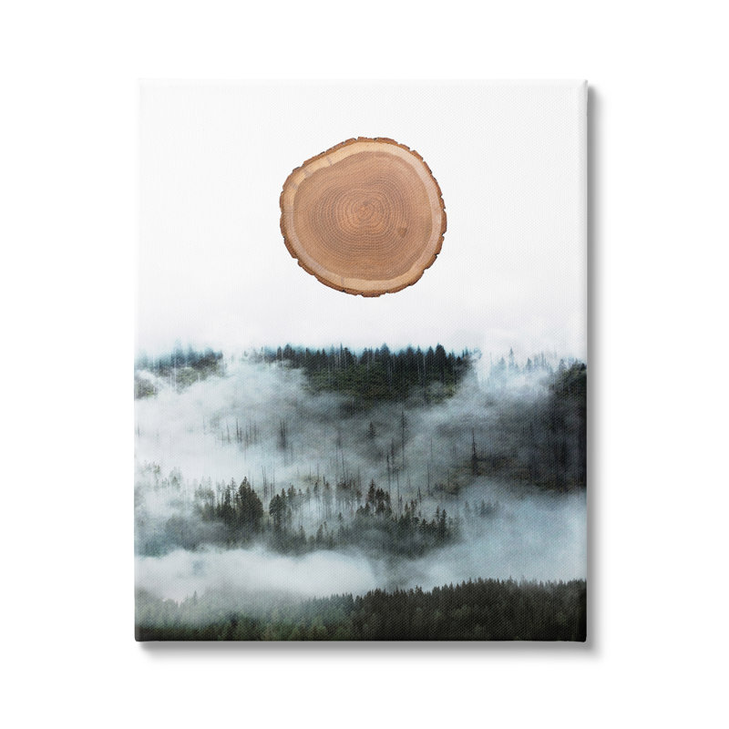 Abstrait arbre minimaliste en forme d'écorce de montagne brumeuse par Atelier Posters - Peinture, Toile tendue