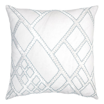 Net Embroidered Linen Reversible Throw Pillow