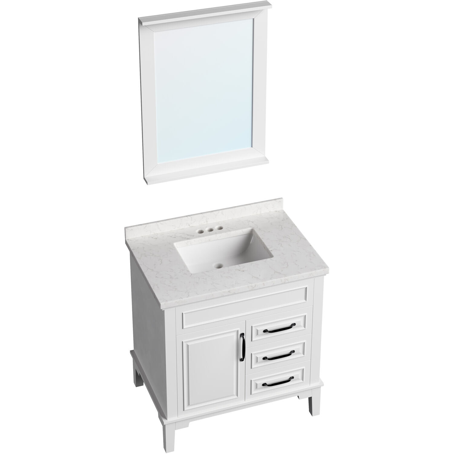 Ronning 30 Bathroom Vanity with Single Sink-Combination Under Counter Sink and Storage Cabinet Vanity Winston Porter Base Finish: White