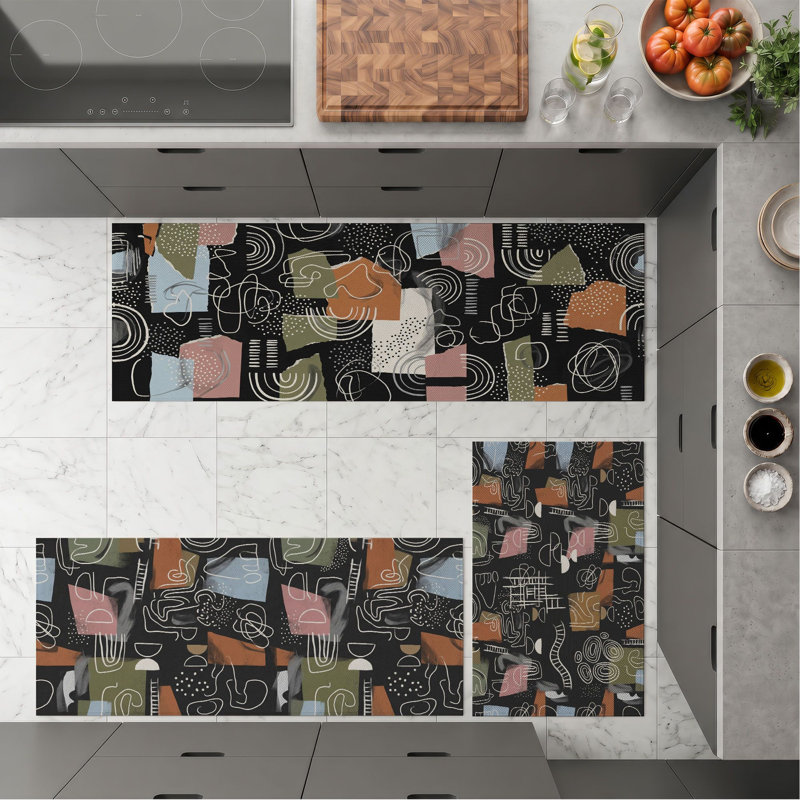 Abstract Shapes Non-Slip Washable Kitchen Mats