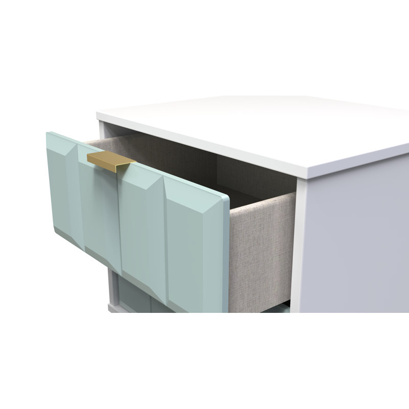 Fully Assembled Alkim Manufactured Wood Bedside Table, White/Green