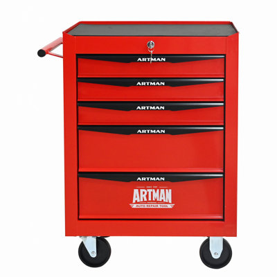 Coffre à outils roulant en métal avec 5 tiroirs, armoire à outils à 5 tiroirs de 20 po avec glissières à roulement à billes, coffre à outils en acier