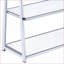 Bibliothèque, 6 tablettes contemporaines épurées avec structure en argent chromé, bois blanc neige brillant | Blanc | Bois et métal-1221248482