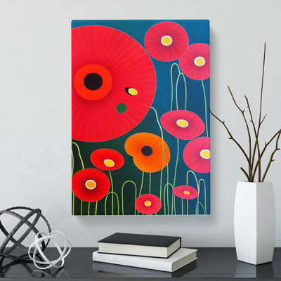 Baynard Poppy Flower Suprematism - Wrapped Canvas