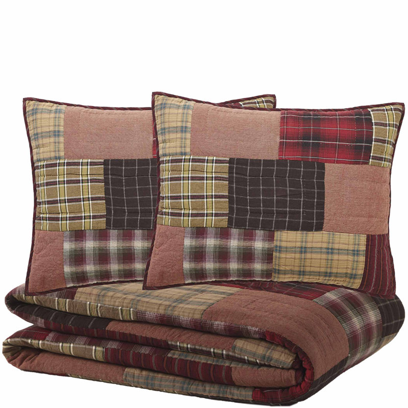 Wyatt Rustic Cotton Patchwork Quilt, Queen Quilt + 2 Shams