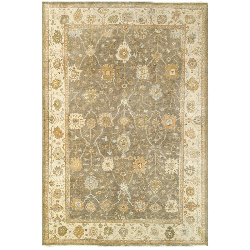 Presley Traditional Hand-Knotted Wool Brown Area Rug, Rectangle 8' x 10'