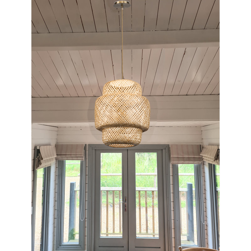 47cm H Raffia Drum Pendant Shade ( Spider ) in Beige