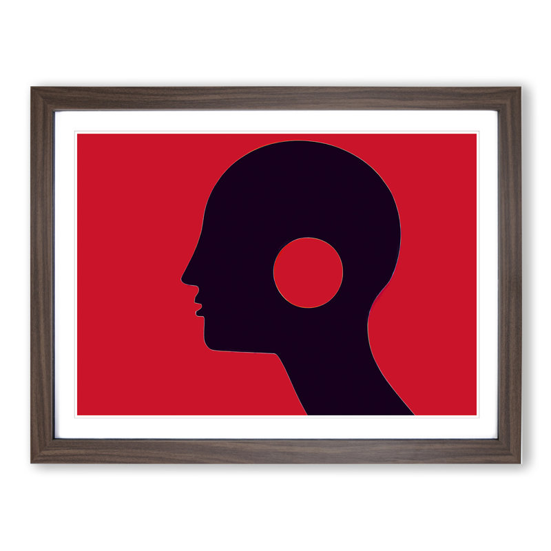 Silhouette Of Man Abstract - Single Picture Frame Print, 34cm H x 46cm W x 2cm D, Walnut Framed