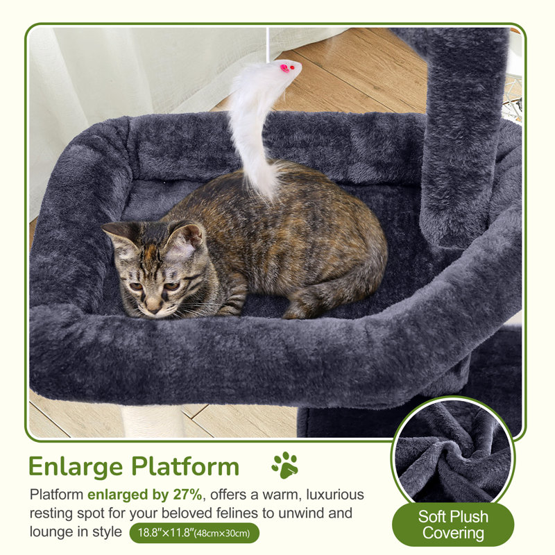Versatile Cat Tree Tower With Scratching Posts, Hammock, Multiple Platforms, And Anti-Tip Kit For Large Cats, Made With Premium Quality Materials