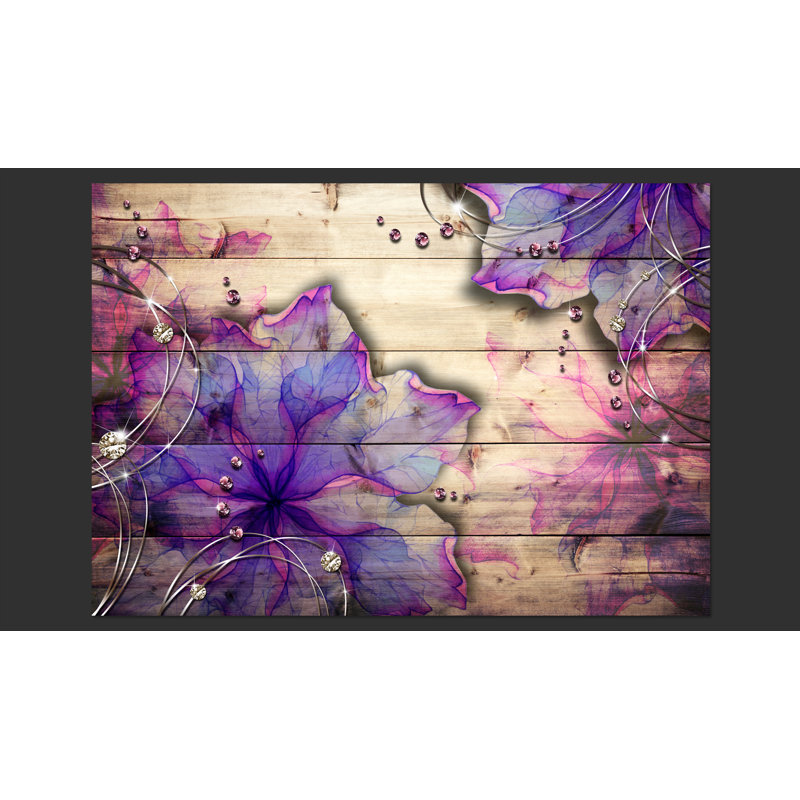 Non-Pasted Abstract and Floral Wallpaper Roll, 82.7" L x 118.1" W