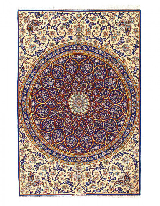 One-of-a-Kind 5'1" x 7'8" Area Rug in Navy Blue/Gold/Beige