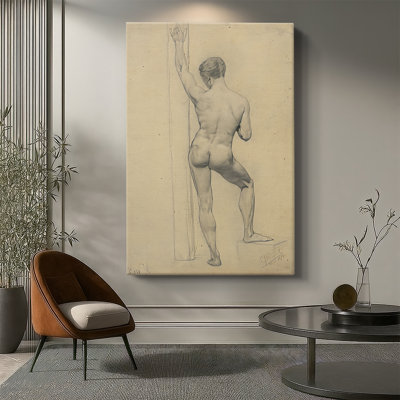Male Nude, Back View -Gallery Wrapped Canvas by Gustav Klimt