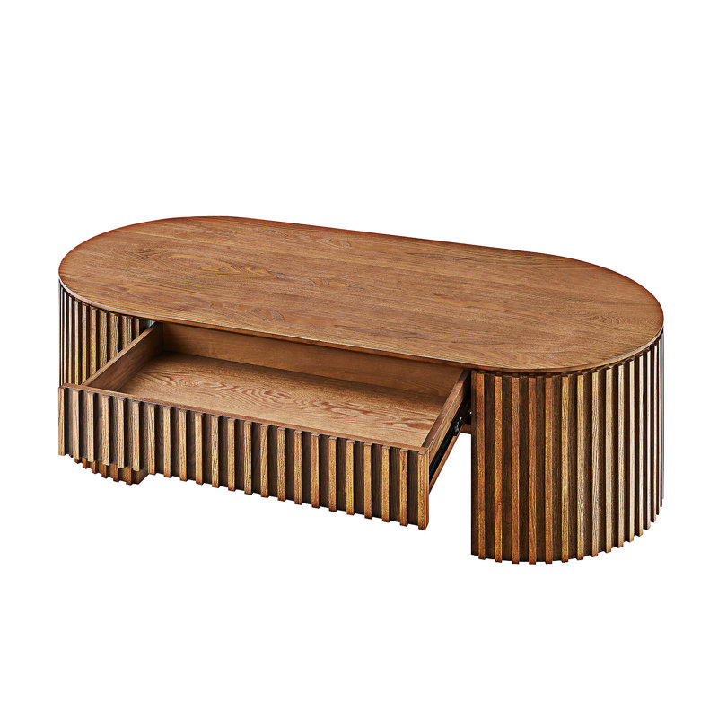 Table basse en bois avec tiroir, Brun