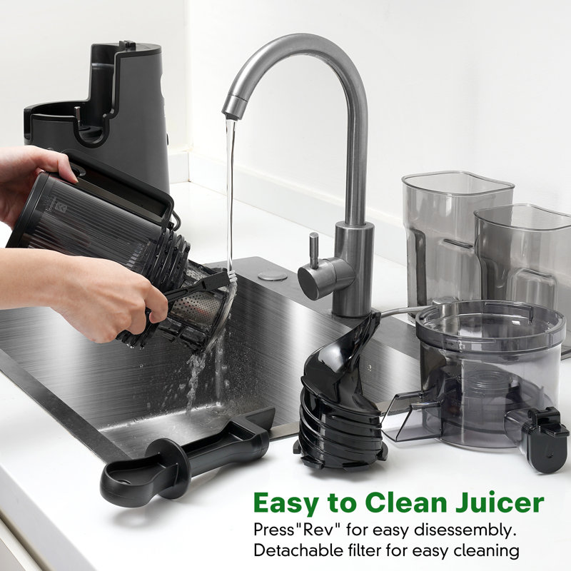 Extracteurs de jus avec grande goulotte d'alimentation de 5,4 po, pressoir à froid de 400 W pour les légumes et les fruits entiers, extracteur de jus à mastication lente facile à nettoyer