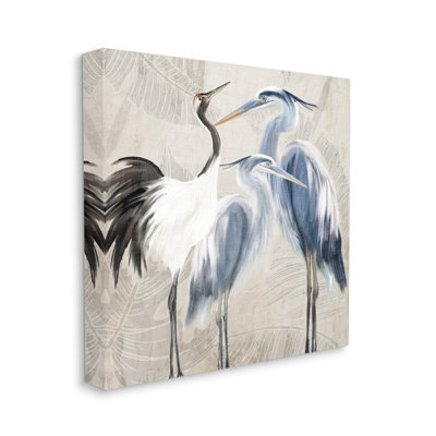 «Leaf Leafed Crane Heron Birds» par Kim Allen - peinture sur toile tendue