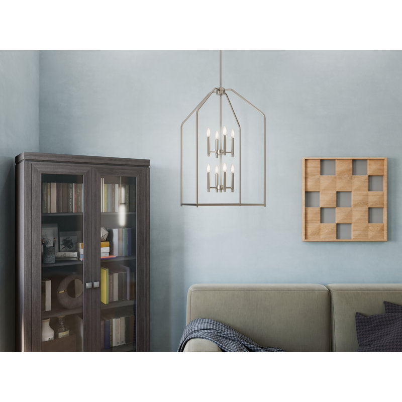Luminaire suspendu 8 lumières pour vestibule 36 "36", Nickel brossé