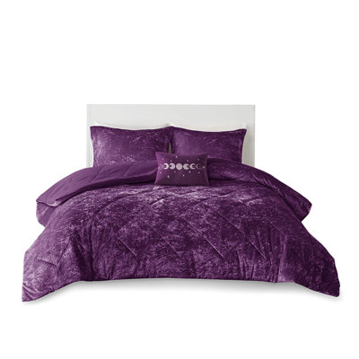 Twin/twin Xl Purple Velvet Comforter , , With Pillow Machine Washable, Diamond