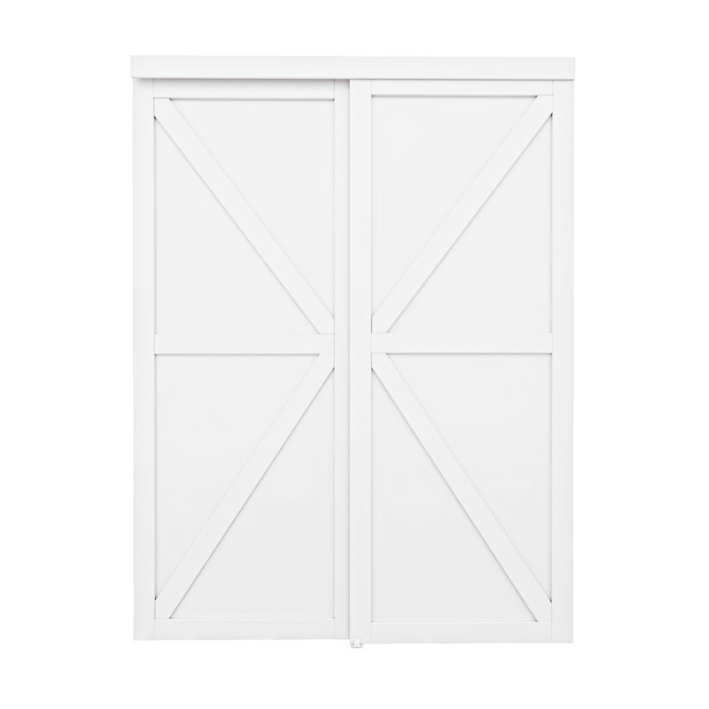 White MDF K Shape Sliding Closet Door with Hardware Kit