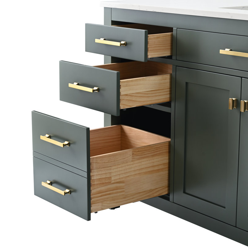 Trevor 60" W Single Vanity, Vintage Green/Brushed Gold