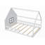 Lit double en bois pleine grandeur avec fenêtre et clôture, sans sommier, fabrication robuste (blanc)-410389177