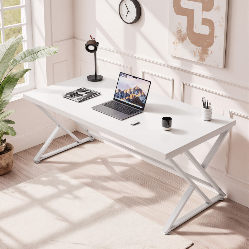 Bureau d'écriture Kelleia, Blanc, H 30,1 po x l 55 po x P 23,6 po