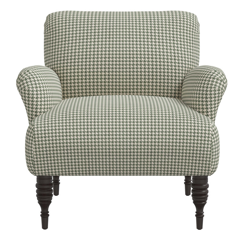Fauteuil en coton Bershire, Chunky pied-de-poule olive
